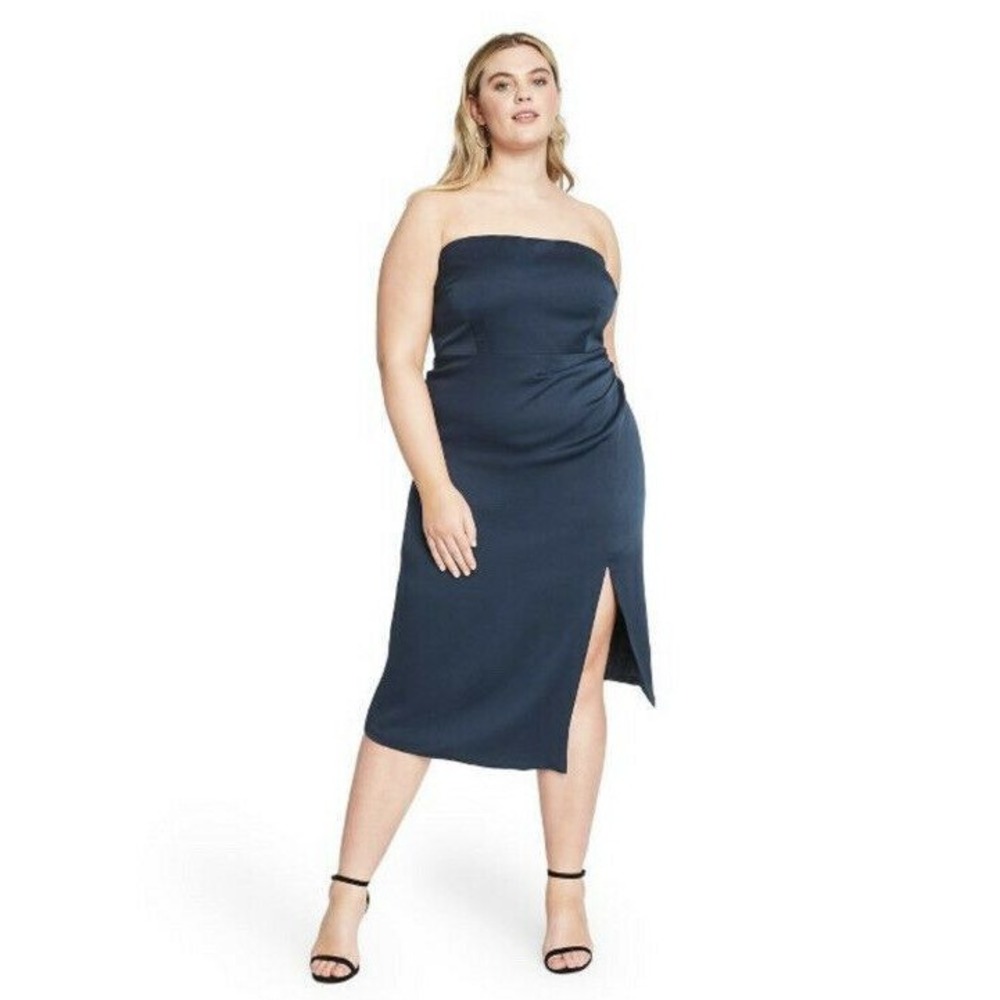 Women's Strapless Side-Slit Dress - CUSHNIE for Target Navy Blue Size 4‎